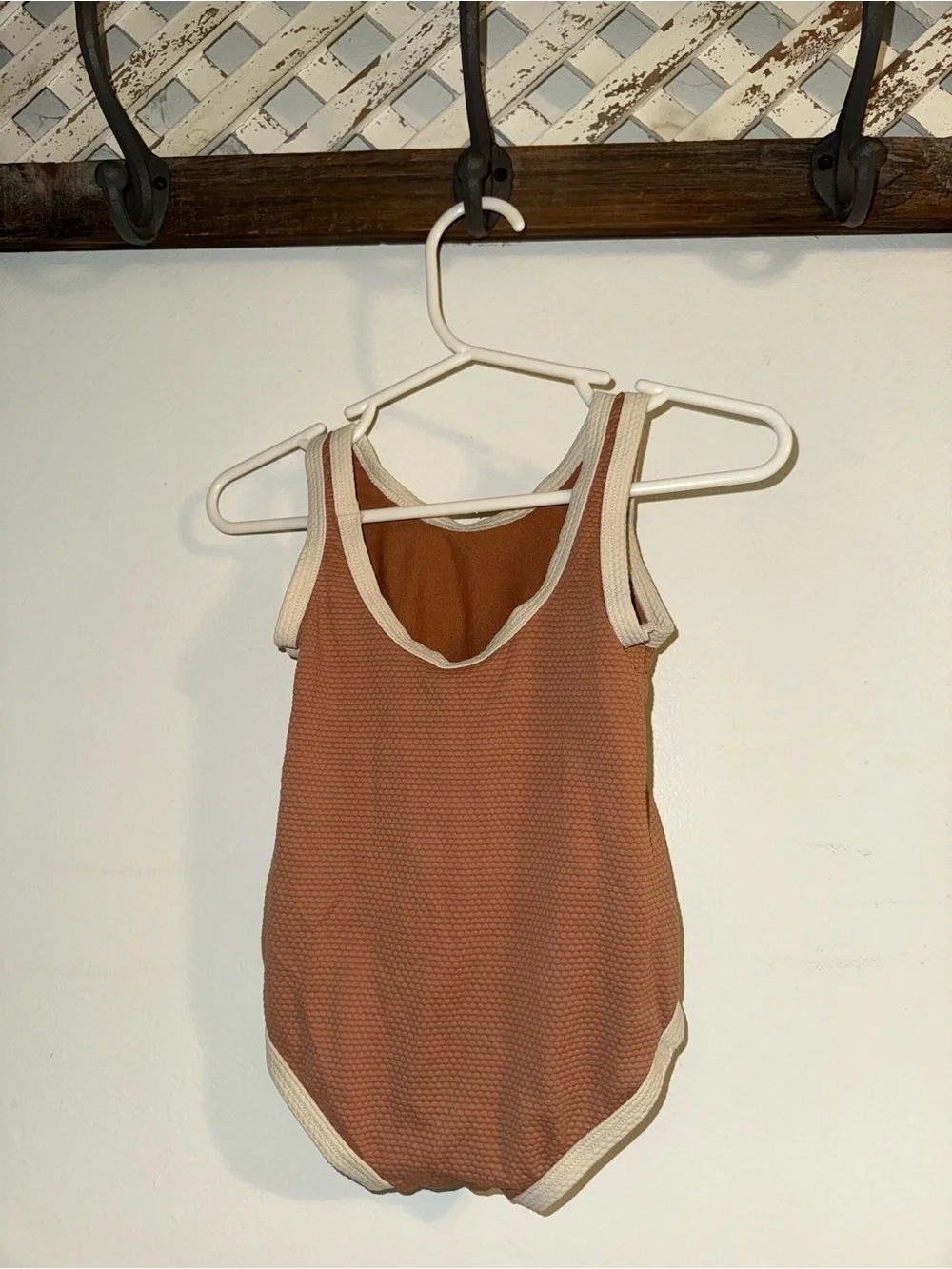 H&M Kids One-Piece Swimsuit in Rust with Cream Trim